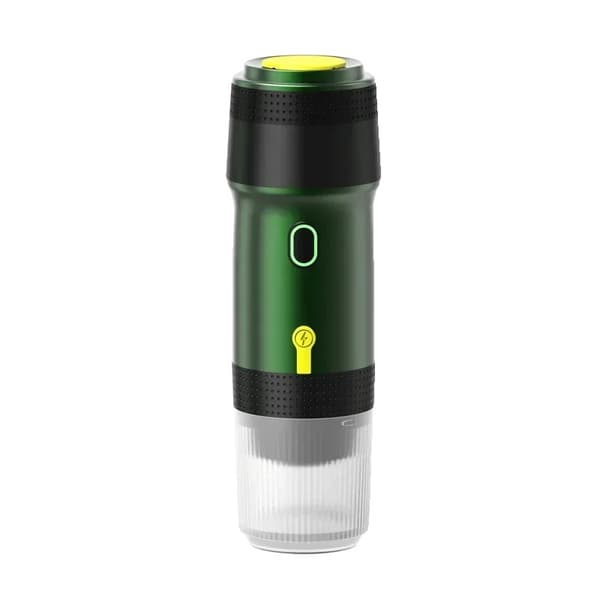 Bærbar Espresso Maskine, 120 ml Kapacitet, Multi-Opladningsmuligheder, Kompakt Design,Metallic grøn