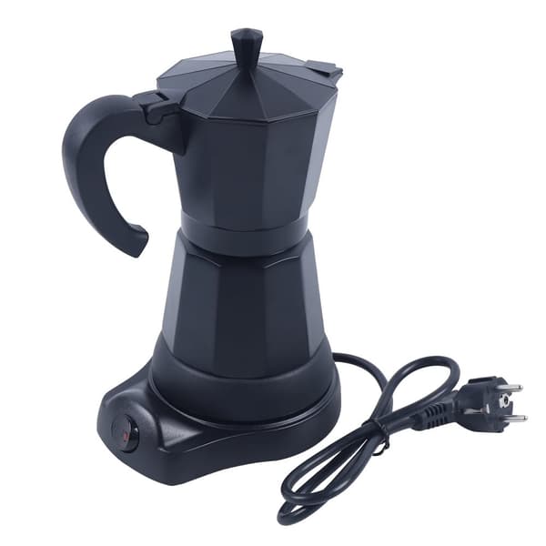 Elektrisk Kaffemaskin, Aluminium Material, Moka Kanna Typ,svart