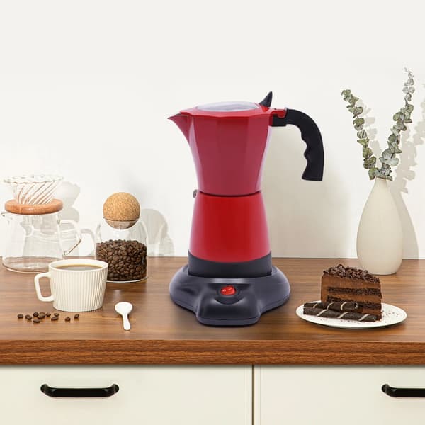 Elektrisk Kaffemaskin, 300 ml Kapacitet, Lämplig för 1-6 Personer, 360° Bas,Röd