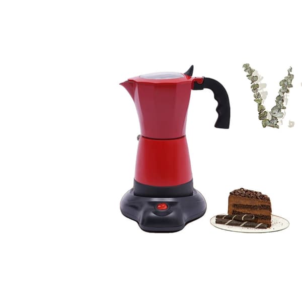 Elektrisk Kaffemaskin, 300 ml Kapacitet, Lämplig för 1-6 Personer, 360° Bas,Röd