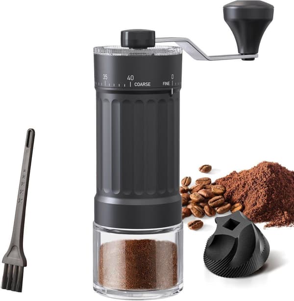 OBOSOE Manuell Kaffekvarn med Justerbar Keramisk Konisk Kvarn – 40 Nivåers Inställning