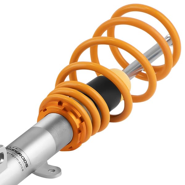 Coilover-jousituspaketti, säädettävä alennus 0-60mm, parannetut jousikovat eteen 3kg/mm, taakse 4kg/mm