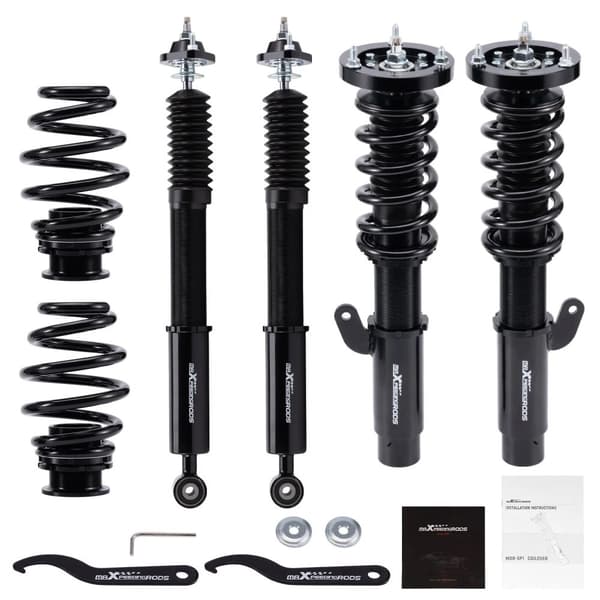 Coiloverit BMW E46:lle, 24 tasoa säädettävää vaimennusta, parannettu mukavuus,musta