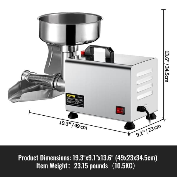 Elektrisk Frugt Siemaskine - 90-160 kg/t, Rustfrit Stål, Holdbar & Støjsvag