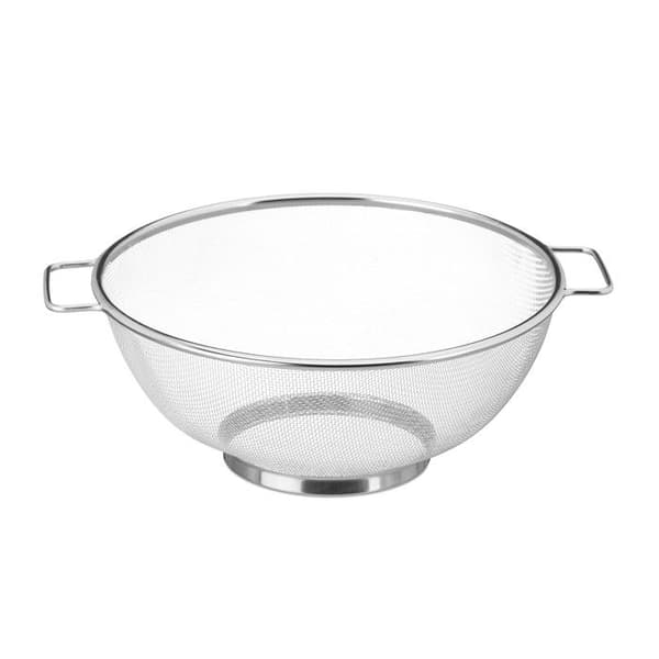 Relaxdays Rostfritt stål Durkslag 26 cm Köksredskap Pasta Avloppssallad Handtag och ringbotten, Silver