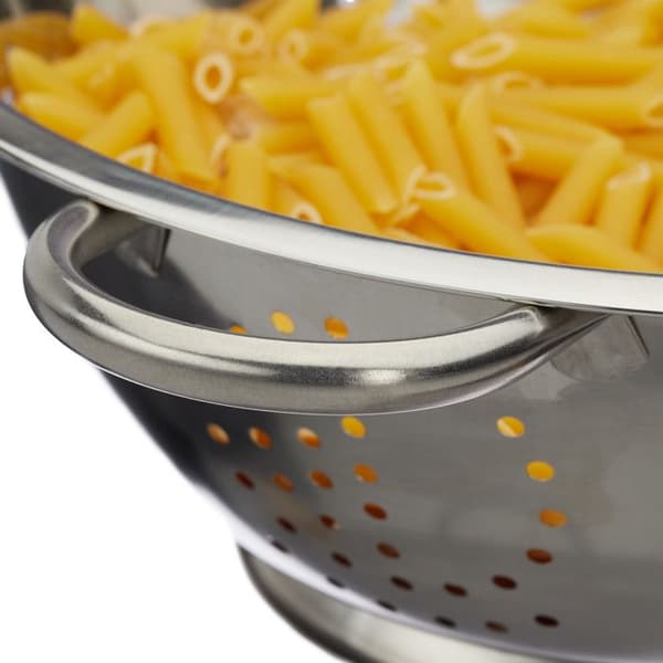 Relaxdays pastasilar, inox, avrunnen med handtag, rund bas, avrunna sallad, grönsaker, nudlar, Ø 28 cm, silverfärgad