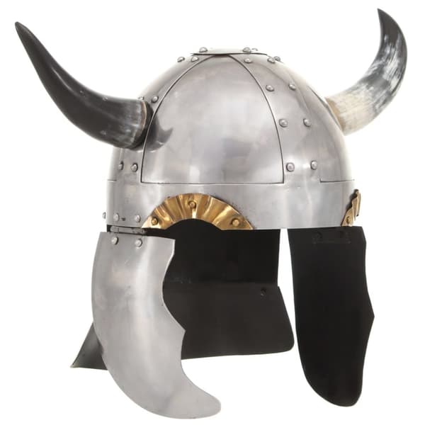 Fantasibaserad vikingahjälm för LARP silver stål
