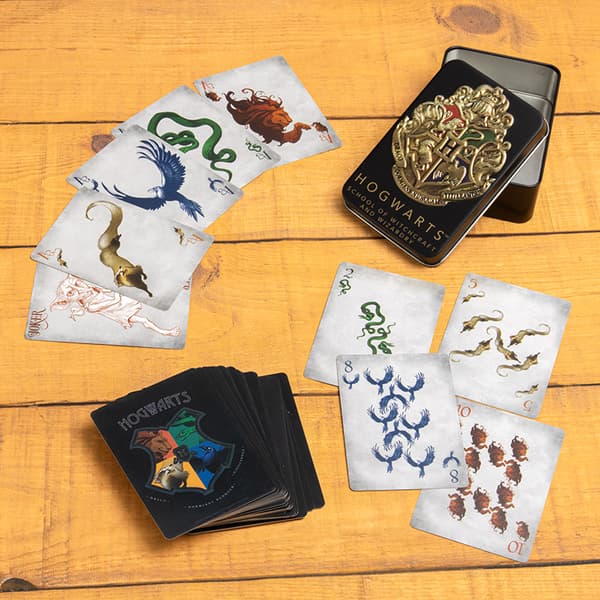 HOGWARTS PLAYING CARDS IN A TIN BLACK