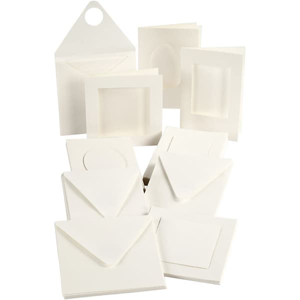 Mixade Passepartoutkort och Kuvert - 50 set - Off White