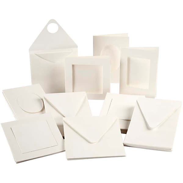 Mixade Passepartoutkort och Kuvert - 50 set - Off White