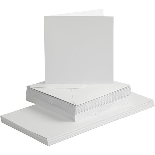 Kort och kuvert - Kortstl. 15x15 cm - Vit - 50 set