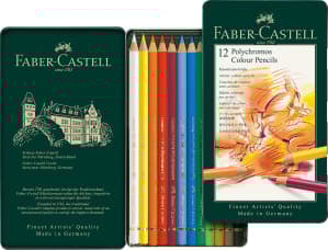 Färgpennor Polychromos Metalletui 12-pack Faber-Castell
