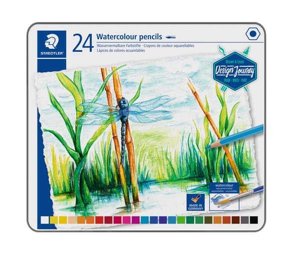 Akvarellpennor i metall box 24-p Design Journey Staedtler