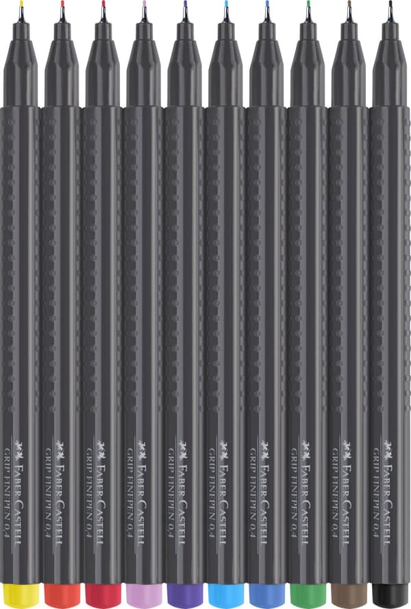 Fiberpenna Grip Finepen 0.4 mm 10-p, Faber-Castell