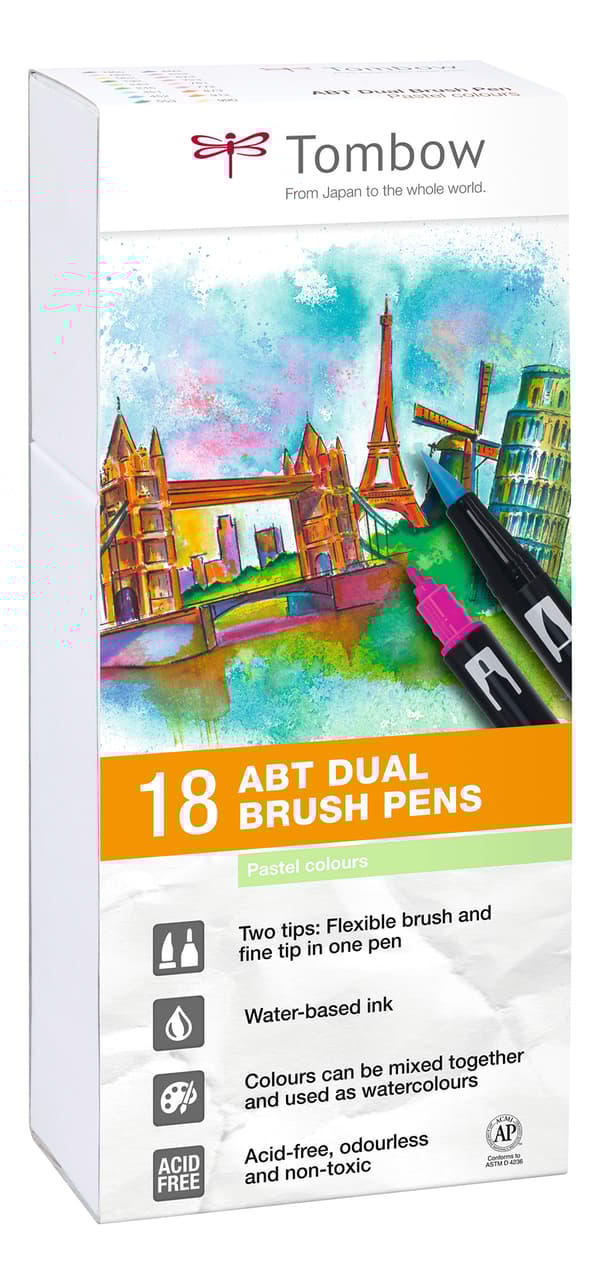 Brush Pen Ritpennor Tombow ABT Dual Brush Pastell 18-pack