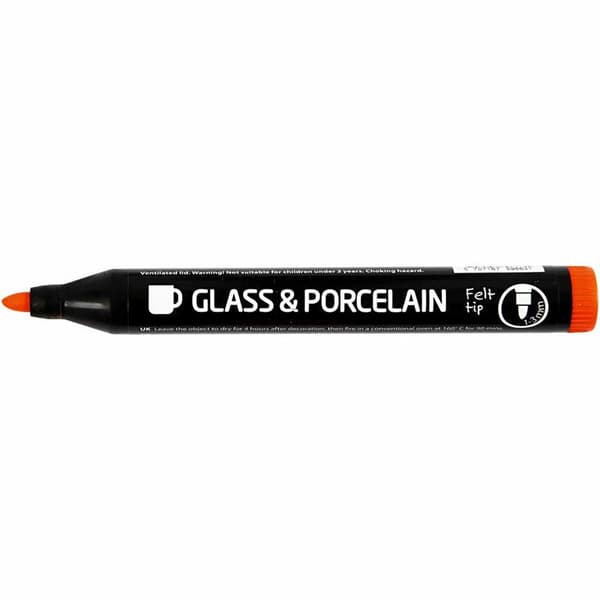 Glass- og porselenstusj, suppl. farger, 1-3 mm, semi opaque, 6 stk.