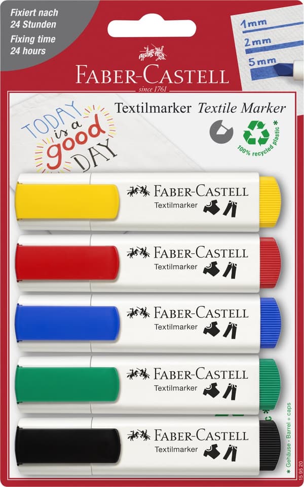Textil marker 5 Basfärger Faber-Castell