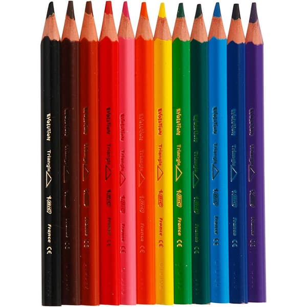 Bic Evolution Kids färgpennor - 12 st - 5 mm - Mixade färger - Trekantiga