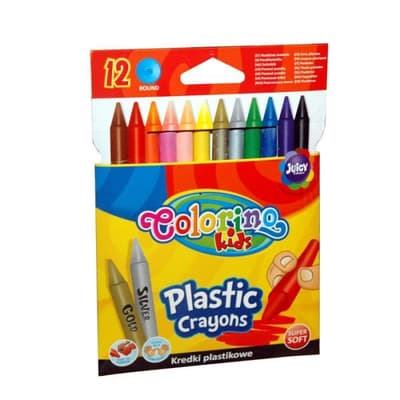 Kredki świecowe 12kol, plastikowe okrągłe 67331 COLORINO