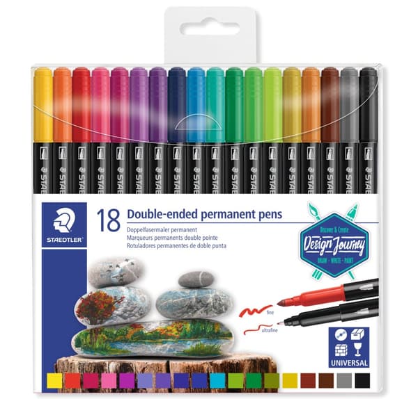 Permanent tusj Dobbel spiss Design Journey 18 stk Staedtler