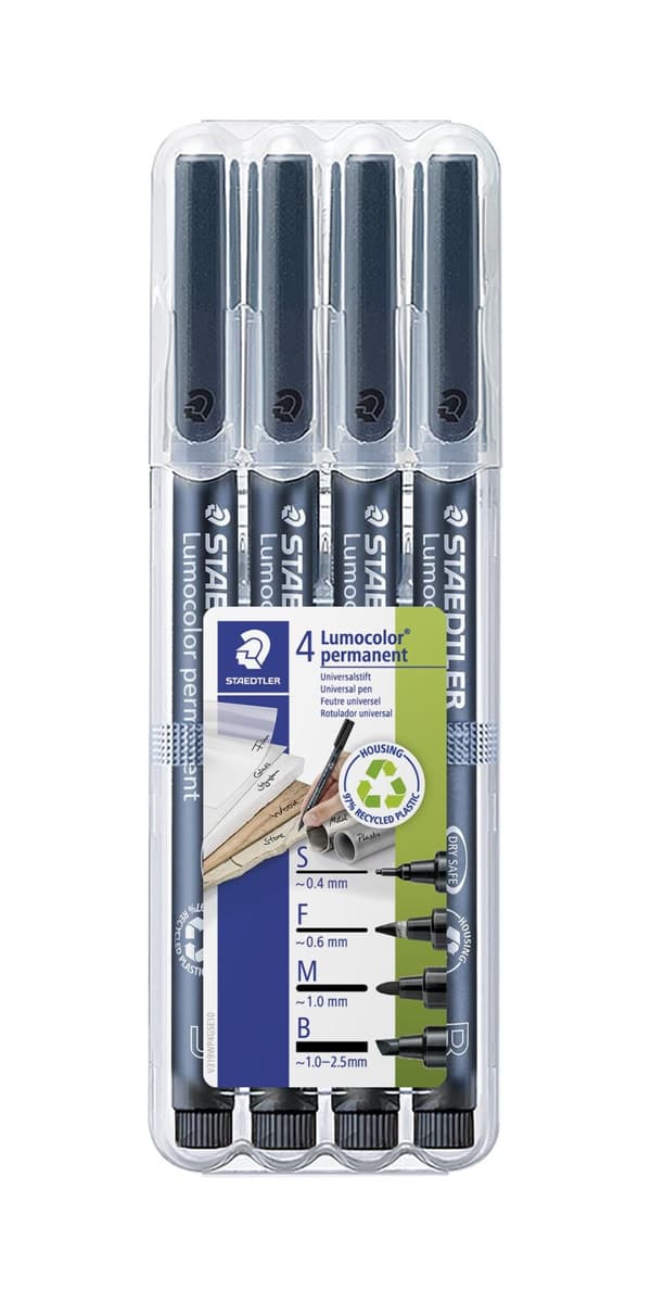 Universalpenna LUMOCOLOR svart 4/fp