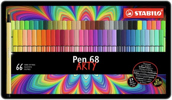 Pen 68 Fiberpenna Arty i metalletui 66-pack STABILO