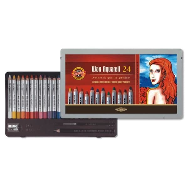 Crayon Wax aquarell by 24 metallfodral