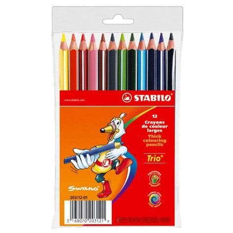 Trekantig färgpenna 17cm - Etui om 12