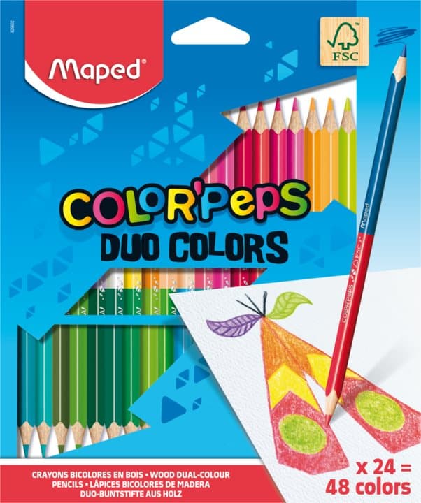 etui med 24 tvåfärgade COLOR PEPS DUO-pennor, trekantiga