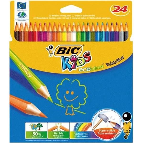 Färgpennor - BIC - ECOLUTION KIDS - 24 stycken - Flera färger - Unisex