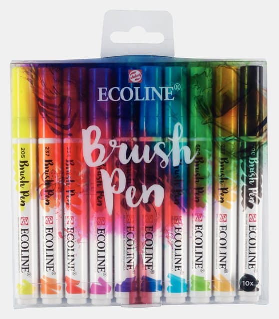 Ecoline Brush Pen, Basic Set med 10 Pennor