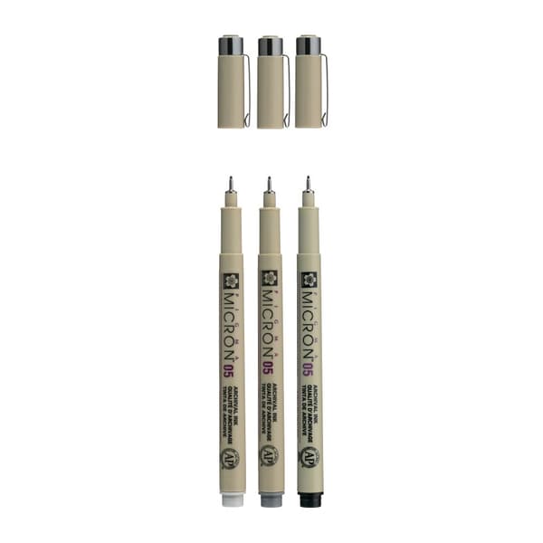 Sakura Pigma Micron Wallet 3 Fineliners Black