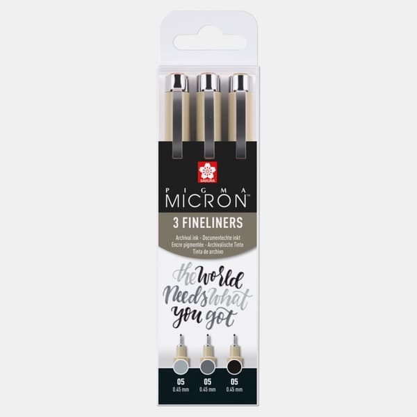 Sakura Pigma Micron Wallet 3 Fineliners Black