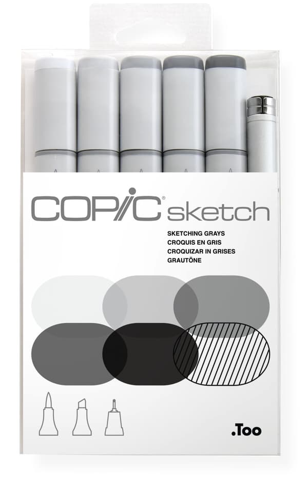 Copic Sketch Gråa kulörer + En St Multiliner