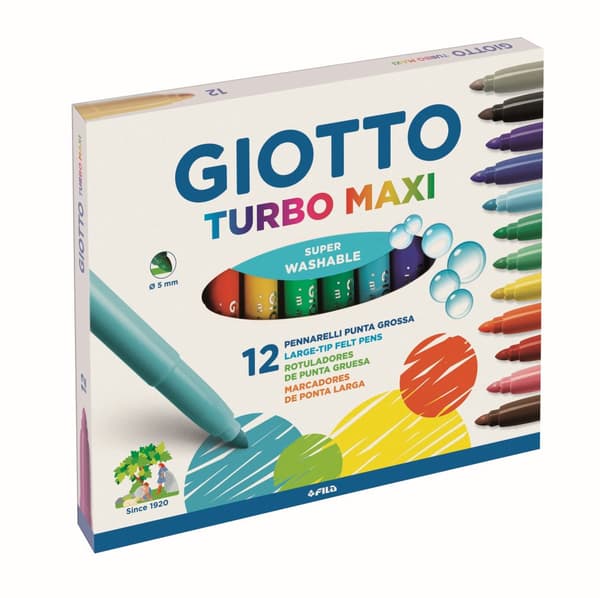 Tusjpenn Maxi 12-pk vannbaserte, Giotto Turbo Maxi