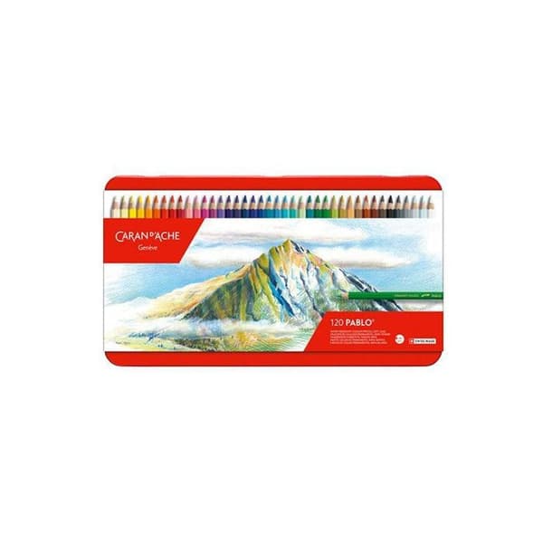 Färgpennor - Carand'Ache - Pablo - Assortiment av 120 färger - Cederträ - Mjuk spets