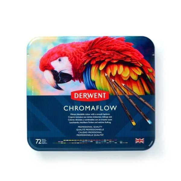 Derwent, låda med 72 Chromaflow färgpennor, 3,5 mm mjuka ledningar, lätta att blanda, för ritning och