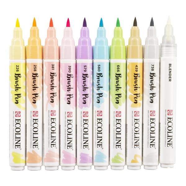Ecoline Brush Pen Pastell Set med 10 Pennor
