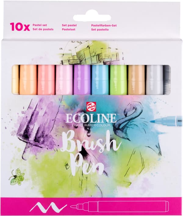 Ecoline Brush Pen Pastell Set med 10 Pennor