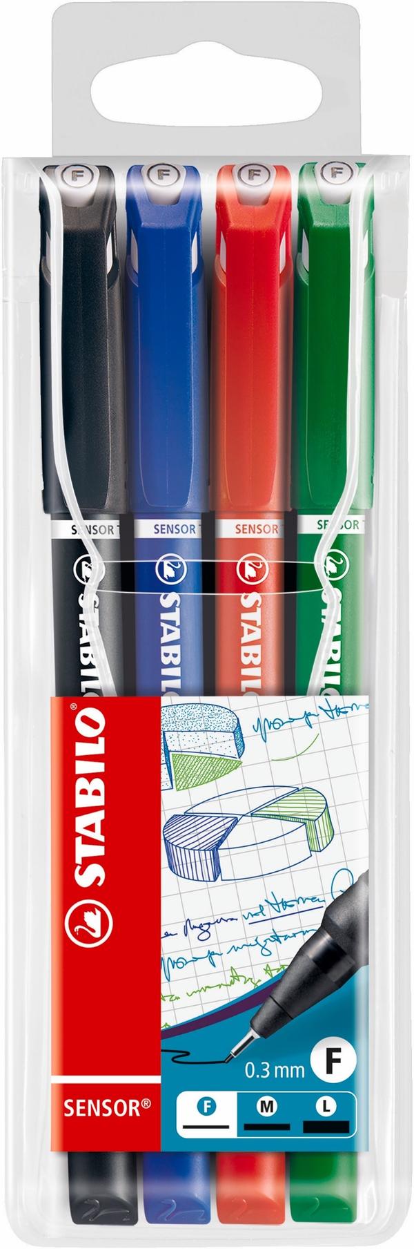 Fineliner Sensor 0,3 mm 4-pack STABILO