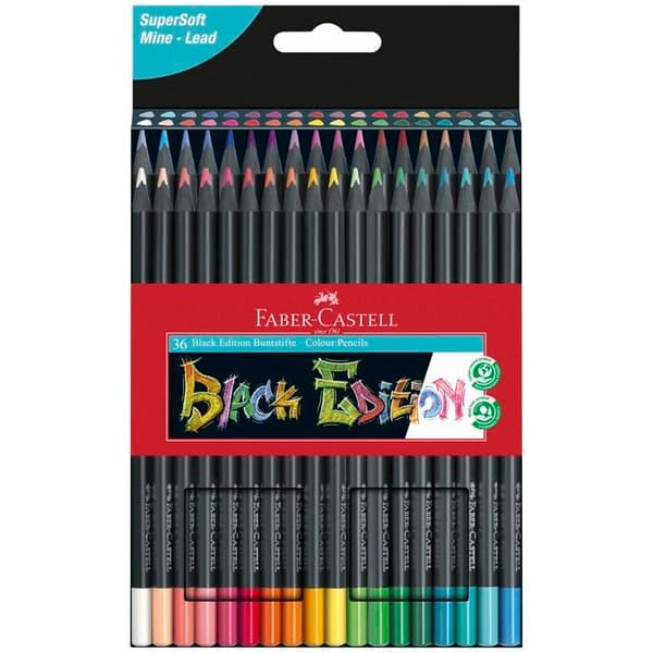 Färgpenna - Faber-Castell oljekrita - 116436 - Blackwood färgpennor, Black Edition, etui med 36 delar