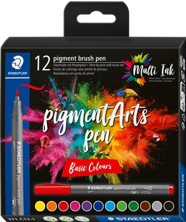 Brush Pen Pigment Basic 12-pack Staedtler