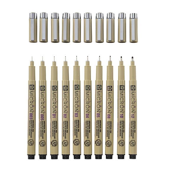 Sakura Pigma Micron Fineliner Black 10-set