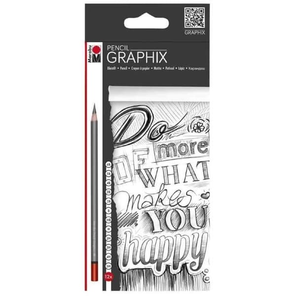 Etui med 12 "GRAPHIX" ritpennor i olika graduering