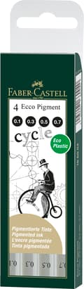 Miniatyrbillede 1 af 3: Fineliner Svart Ecco Pigment 0.1/0.3/0.5/0.7  4-pack Faber Castell