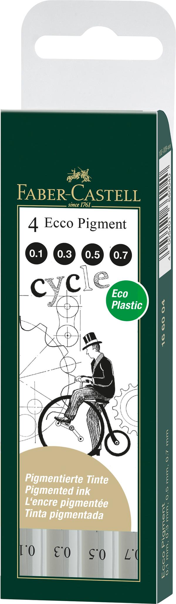 Fineliner Svart Ecco Pigment 0.1/0.3/0.5/0.7 4-pack Faber Castell