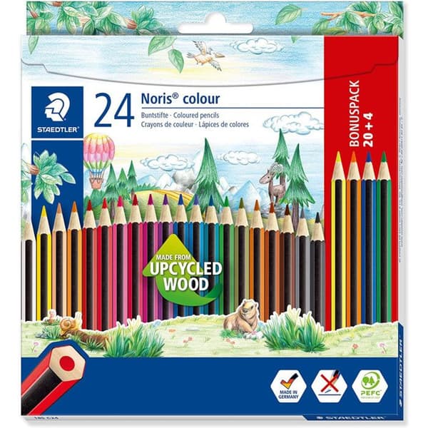 Färgpennor - STAEDTLER - Noris colour 185 - Förpackning med 24 - Blandade - Ergonomisk