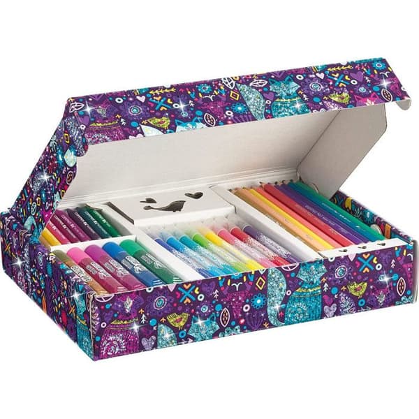 Färgsats - MAPED - Glittrande - 8 glitterpennor - 10 färgpennor - 5 tuber gel