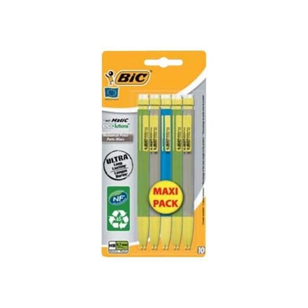 Infällbar penna - BIC - Matic ECOlutions - HB - 0,7 mm - paket med 10 - med suddgummi