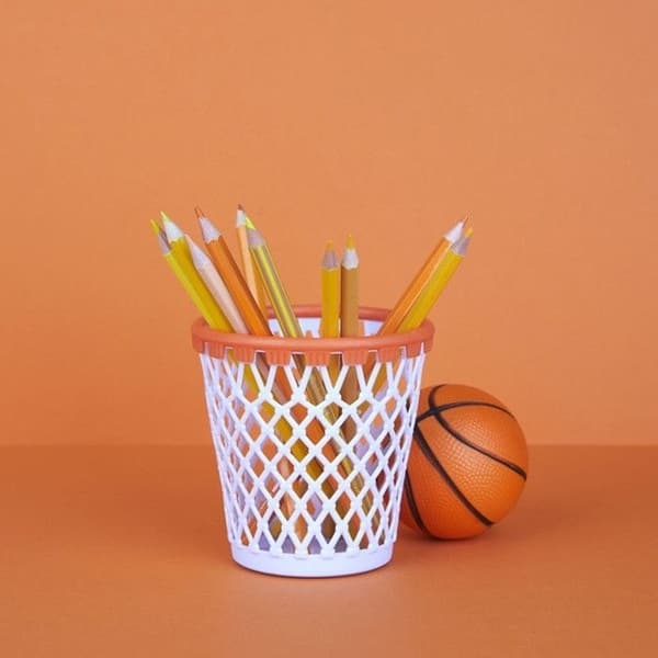 Pennhållare - OnRangeTout - Basketkorg - Vit och orange